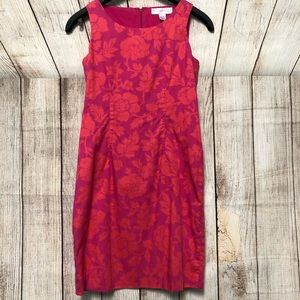 Pink & Orange Floral Petite Sophisticate Business Casual Dress